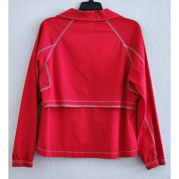 JACKET-OLEG CASSINI-Red-White Mesh Lining-Zippers-Designer-Size Small - Picture 2 of 14